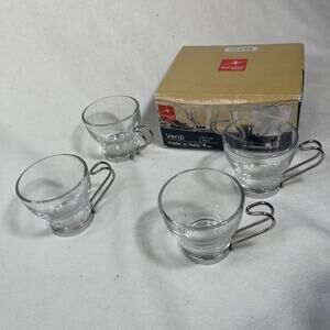 4 Bormioli Rocco Verdi Italy Espresso Clear Glass Coffee Cup 3 1/2 oz 2.5"